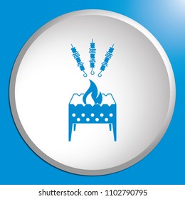 Brazier grill with kebab icon. Vector illustration

