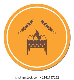 Brazier grill with kebab icon. Vector illustration
