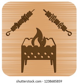 Brazier grill with kebab icon. Vector illustration