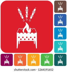 Brazier grill with kebab icon. Vector illustration