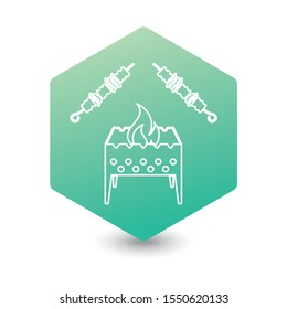 Brazier grill with kebab icon. Vector illustration

