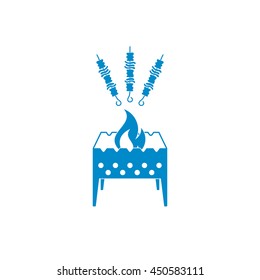 Brazier grill with kebab icon. Vector illustration