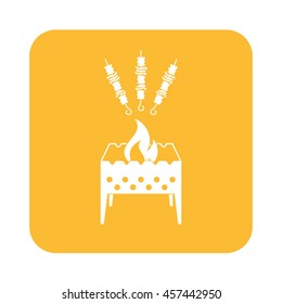 Brazier grill with kebab icon. Vector illustration

