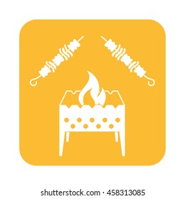 Brazier grill with kebab icon. Vector illustration

