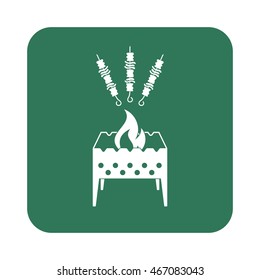 Brazier grill with kebab icon. Vector illustration

