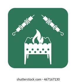 Brazier grill with kebab icon. Vector illustration