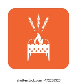Brazier grill with kebab icon. Vector illustration

