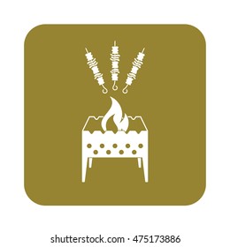 Brazier grill with kebab icon. Vector illustration