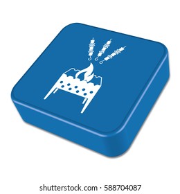 Brazier grill with kebab icon. Vector illustration