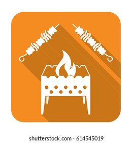 Brazier grill with kebab icon. Vector illustration