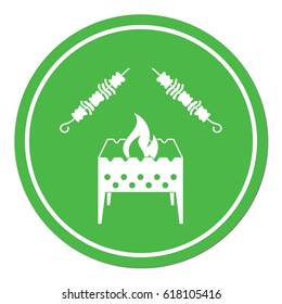 Brazier grill with kebab icon. Vector illustration
