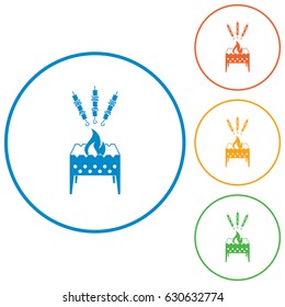 Brazier grill with kebab icon. Vector illustration