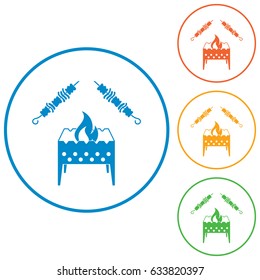 Brazier grill with kebab icon. Vector illustration