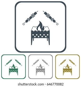Brazier grill with kebab icon. Vector illustration