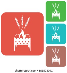 Brazier grill with kebab icon. Vector illustration