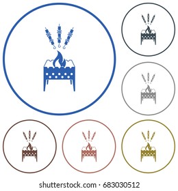 Brazier grill with kebab icon. Vector illustration

