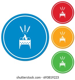 Brazier grill with kebab icon. Vector illustration
