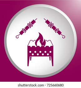 Brazier grill with kebab icon. Vector illustration