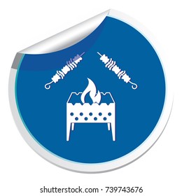 Brazier grill with kebab icon. Vector illustration