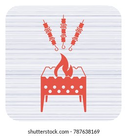 Brazier grill with kebab icon. Vector illustration

