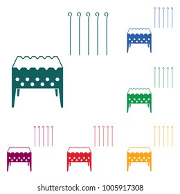 Brazier grill with skewers icon. Vector illustration