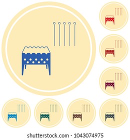 Brazier grill with skewers icon. Vector illustration
