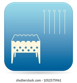Brazier grill with skewers icon. Vector illustration

