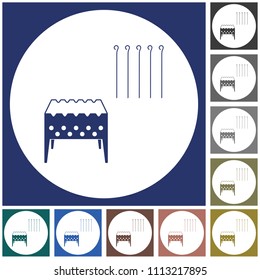 Brazier grill with skewers icon. Vector illustration

