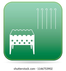 Brazier grill with skewers icon. Vector illustration

