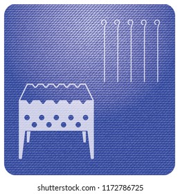 Brazier grill with skewers icon. Vector illustration