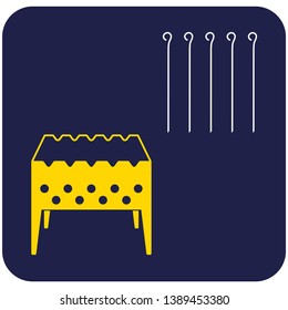 Brazier grill with skewers icon. Vector illustration