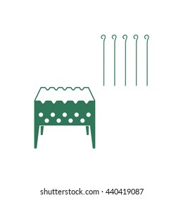 Brazier grill with skewers icon. Vector illustration