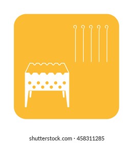 Brazier grill with skewers icon. Vector illustration

