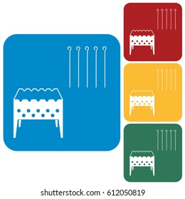 Brazier grill with skewers icon. Vector illustration