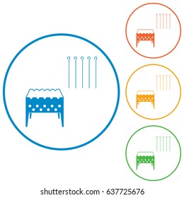 Brazier grill with skewers icon. Vector illustration