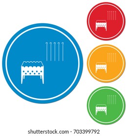 Brazier grill with skewers icon. Vector illustration