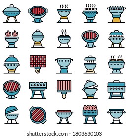 Brazier icons set. Outline set of brazier vector icons thin line color flat on white
