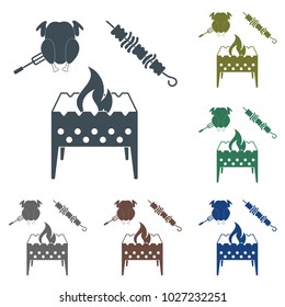 Brazier kebab and chicken icon. Vector illustration