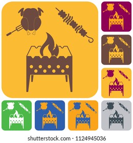 Brazier kebab and chicken icon. Vector illustration