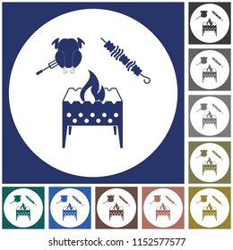 Brazier kebab and chicken icon. Vector illustration