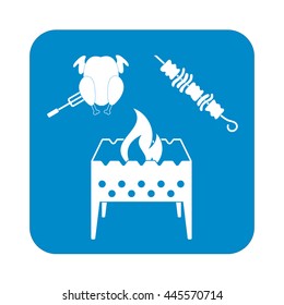 Brazier kebab and chicken icon. Vector illustration