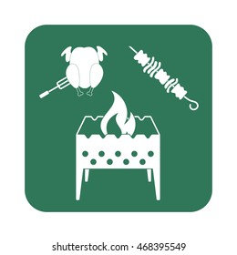Brazier kebab and chicken icon. Vector illustration

