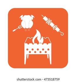 Brazier kebab and chicken icon. Vector illustration