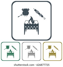 Brazier kebab and chicken icon. Vector illustration

