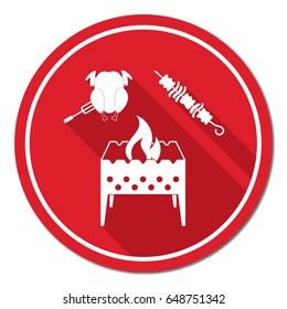 Brazier kebab and chicken icon. Vector illustration


