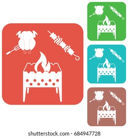 Brazier kebab and chicken icon. Vector illustration


