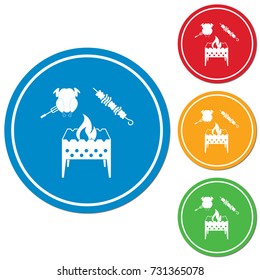 Brazier kebab and chicken icon. Vector illustration

