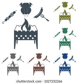 Brazier, kebab, chicken and sausage icon. Vector illustration