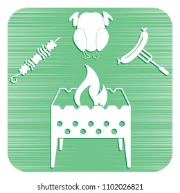 Brazier, kebab, chicken and sausage icon. Vector illustration

