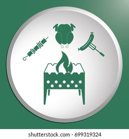 Brazier, kebab, chicken and sausage icon. Vector illustration

